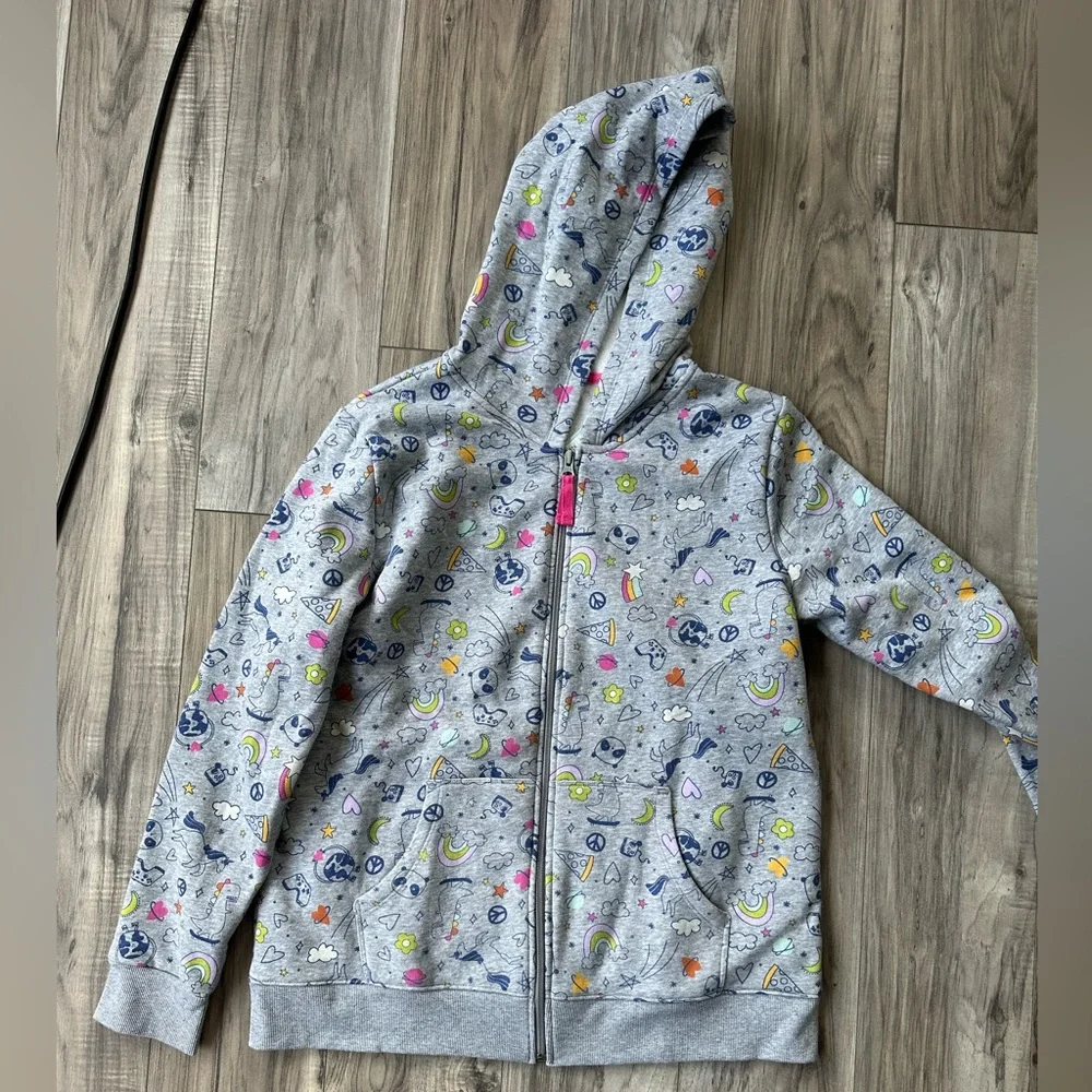 NWT 2 Cat & Jack Hooded ZipUp Sweatshirts in Gray and Green/Tan Size XXL (18) - Picture 2 of 8